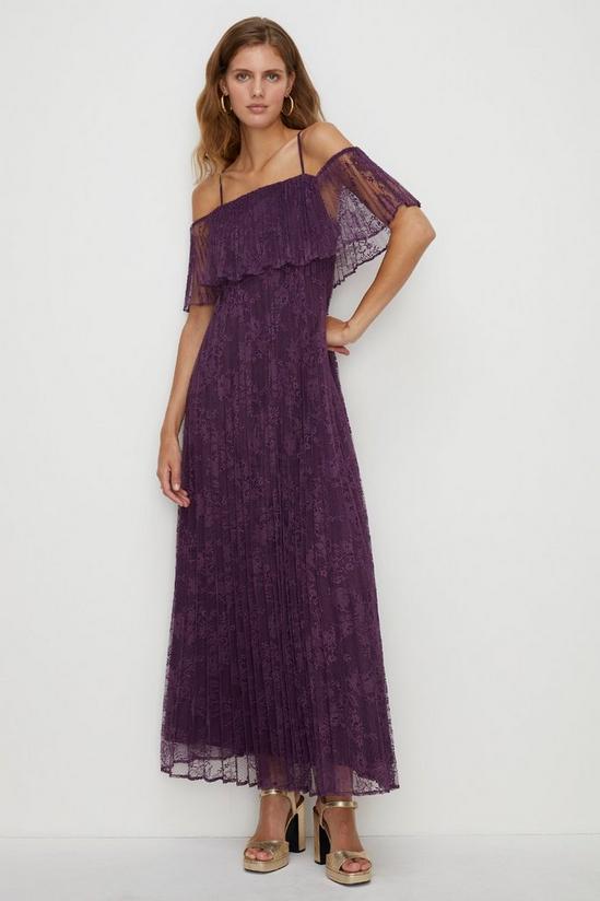 Oasis Pleated Strappy Tiered Lace Maxi Dress 1