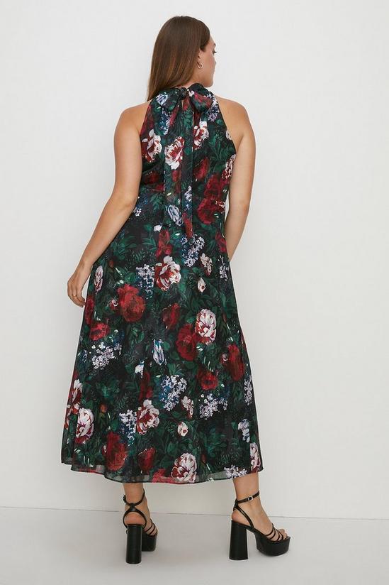 Oasis Plus Size Dark Floral Satin Burnout Dress 3