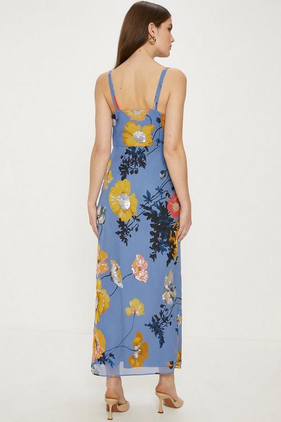 Oasis Pretty Sequin Floral Cowl Neck Midi Dress 3