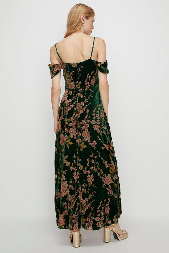 Oasis Floral Devore Cowl Cold Shoulder Maxi Dress 3