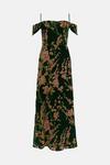 Oasis Floral Devore Cowl Cold Shoulder Maxi Dress thumbnail 4
