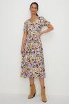 Oasis Floral Slinky Jersey Pleated V Neck Midi thumbnail 1
