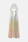 Oasis Hand Embellished Ombre Sequin Halter Midi Dress thumbnail 4