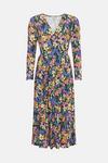Oasis Floral Slinky Mock Wrap Pleated Midi Dress thumbnail 4