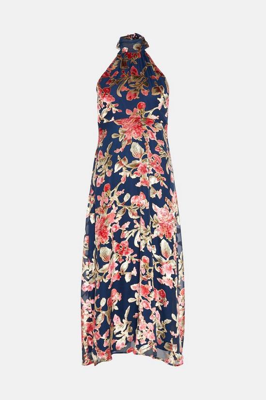 Oasis Petite Tie Halterneck Floral Devore Dress 4