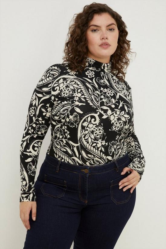 Oasis Plus Size Soft Touch Paisley Funnel Neck Top 1