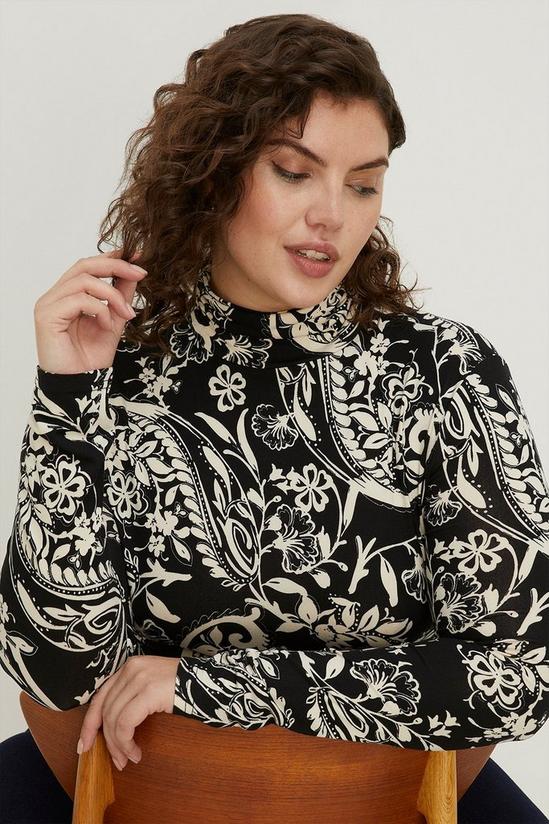 Oasis Plus Size Soft Touch Paisley Funnel Neck Top 2