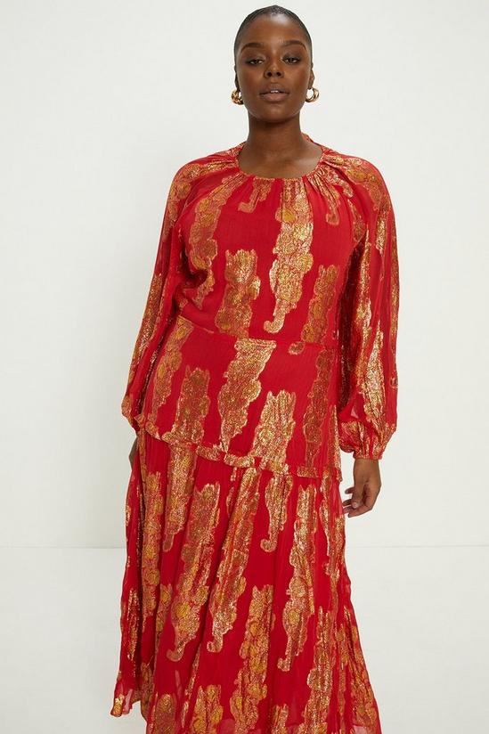 Oasis Curve Shimmer Jacquard Midi Dress 1