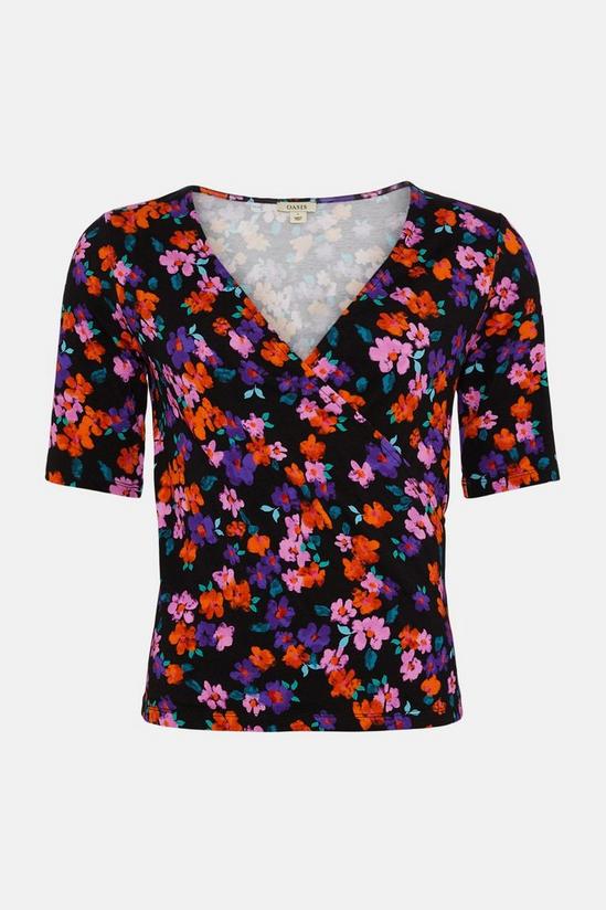 Oasis Jersey Floral Wrap Short Sleeve Top 4
