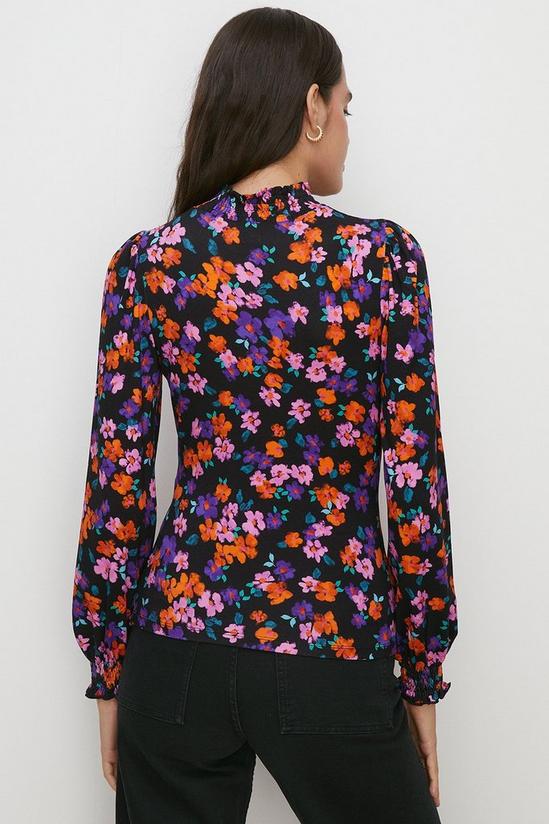 Oasis Jersey Floral Shirred Neck And Cuff Top 3