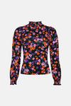 Oasis Jersey Floral Shirred Neck And Cuff Top thumbnail 4