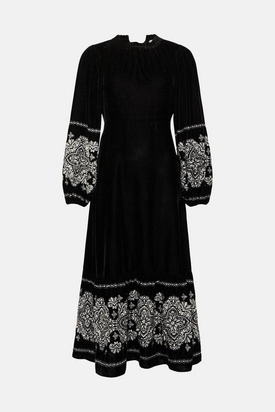 Oasis Petite Rachel Stevens Embroidered Velvet Midi Dress 4