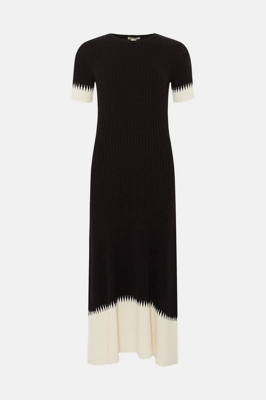 Oasis Zig Zag Detail Short Sleeve Knitted Midi Dress 4