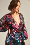 Oasis Colour Pop Sequin Floral Wrap Midi Dress thumbnail 1