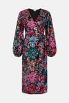 Oasis Colour Pop Sequin Floral Wrap Midi Dress thumbnail 4