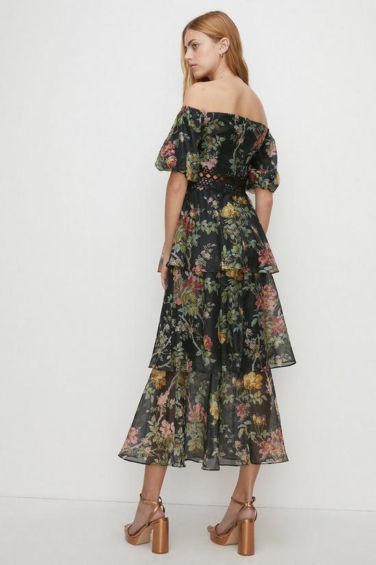 Oasis Pretty Floral Organza Bardot Midi Dress 3
