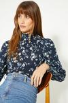 Oasis Petite Floral Soft Touch Shirred Cuff And Neck Top thumbnail 1