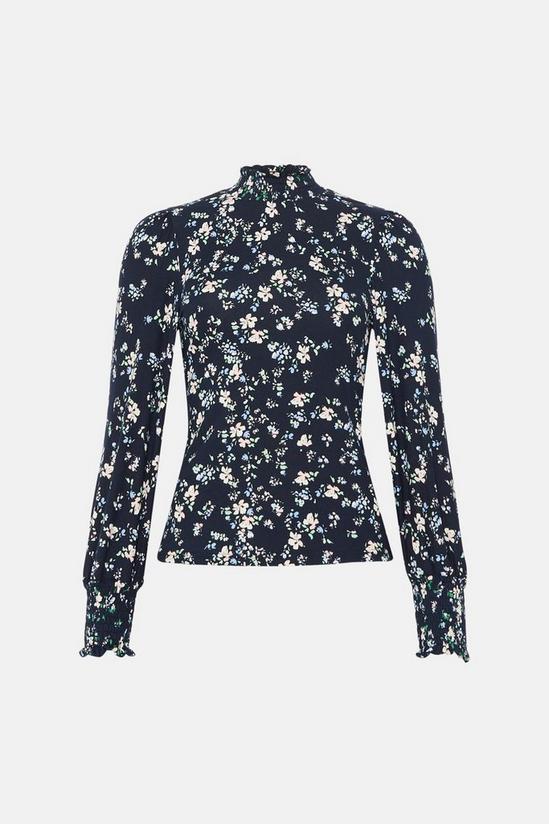 Oasis Floral Soft Touch Shirred Cuff And Neck Top 4