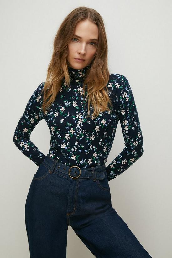 Oasis Floral Soft Touch Funnel Neck Top 1