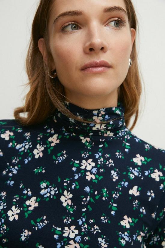 Oasis Floral Soft Touch Funnel Neck Top 2