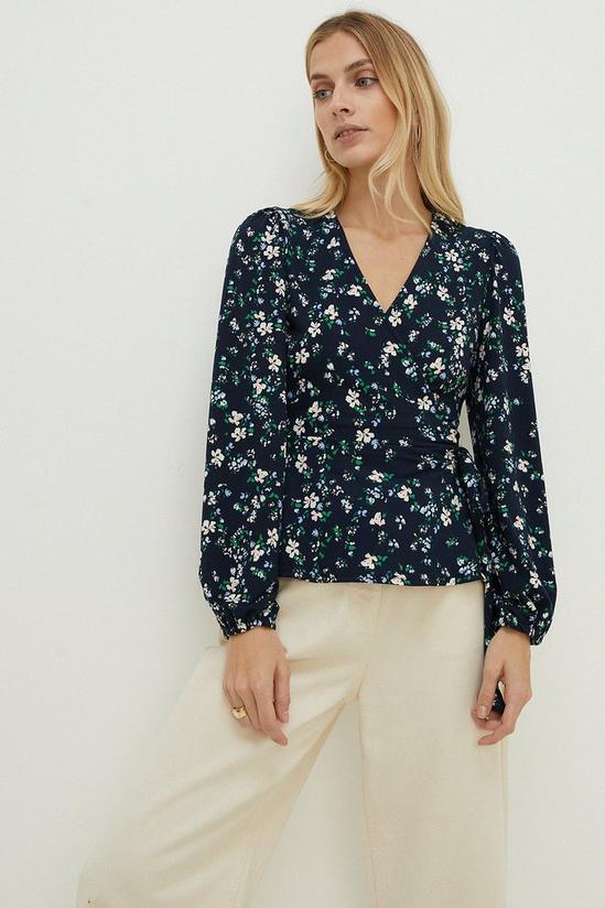 Oasis Floral Soft Touch Wrap Top 2