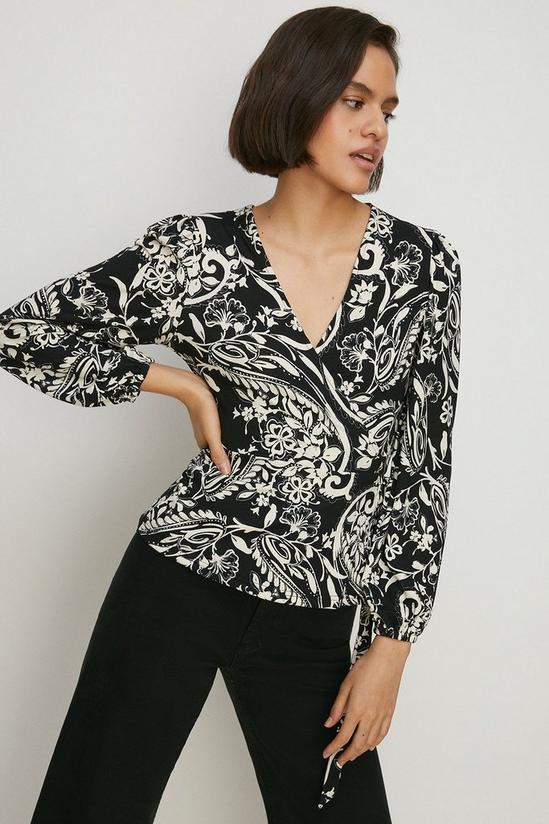 Oasis Paisley Soft Touch Wrap Top 2