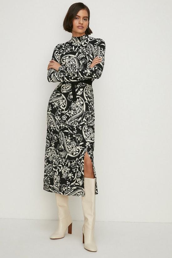 Oasis Paisley Soft Touch Funnel Neck Midi Dress 2