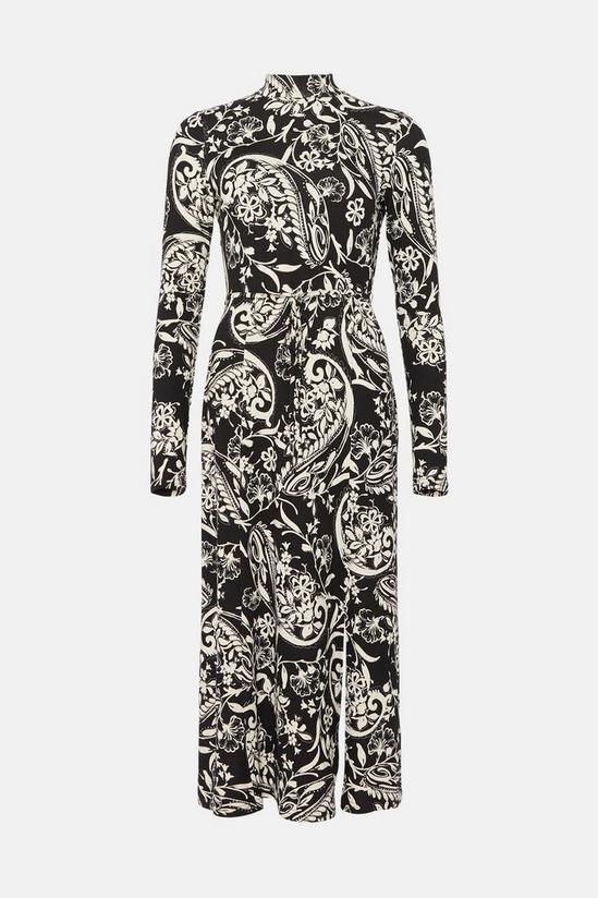 Oasis Paisley Soft Touch Funnel Neck Midi Dress 4