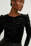 Oasis Glitter Velvet Ruched Front And Sleeve Top thumbnail 2