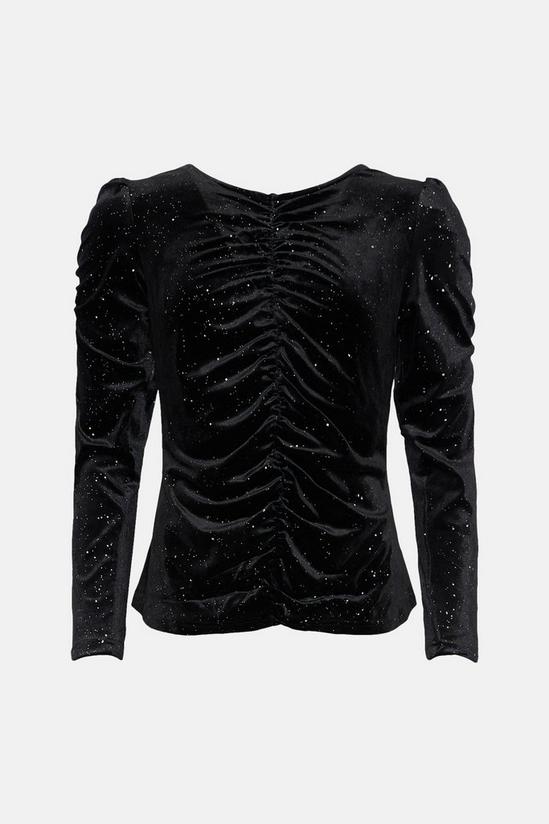Oasis Glitter Velvet Ruched Front And Sleeve Top 4