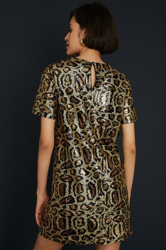 Oasis Animal Sequin Short Sleeve T-shirt Mini Dress 3