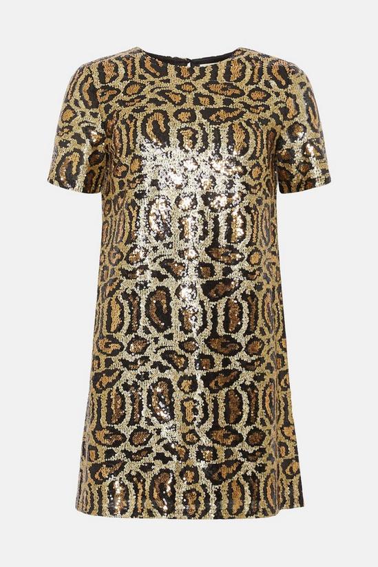 Oasis Animal Sequin Short Sleeve T-shirt Mini Dress 4