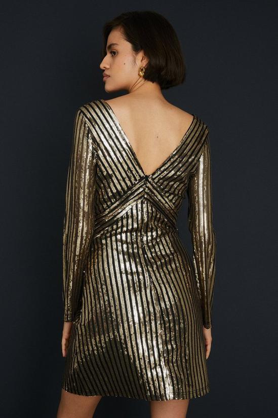 Oasis Stripe Sequin V Neck Mini Dress 3
