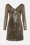 Oasis Stripe Sequin V Neck Mini Dress thumbnail 4