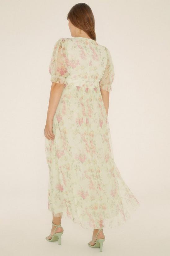 Oasis Curve Floral Button Detail Mesh Dress 3