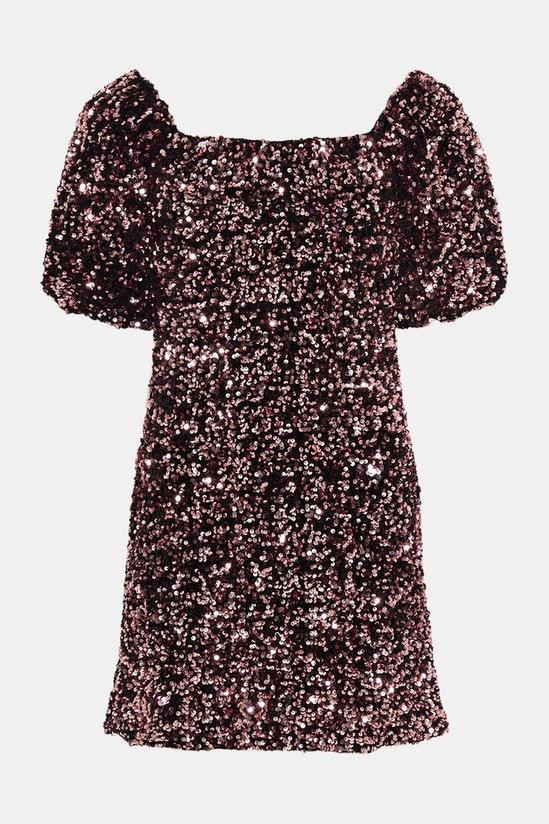 Oasis Sequin Velvet Bardot Mini Dress 4