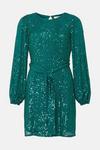 Oasis Petite Sequin Belted Crew Neck Shift Dress thumbnail 4