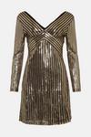 Oasis Petite Stripe Sequin V Neck Mini Dress thumbnail 4