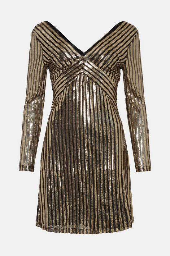Oasis Petite Stripe Sequin V Neck Mini Dress 4