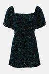 Oasis Petite Sequin Velvet Bardot Mini Dress thumbnail 4