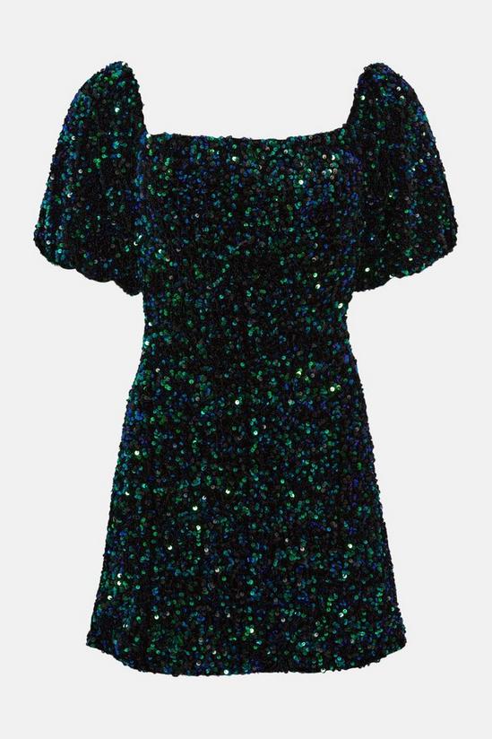 Oasis Petite Sequin Velvet Bardot Mini Dress 4