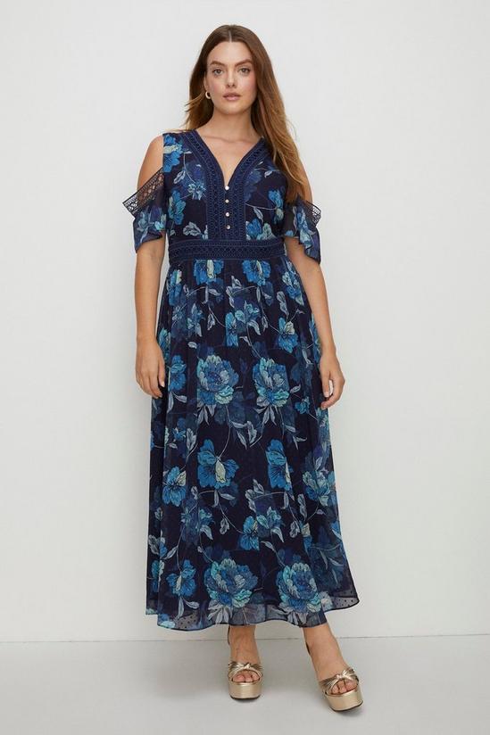 Oasis Plus Size Floral Cold Shoulder Midi Dress 1