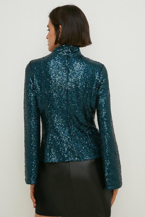 Oasis Sequin Funnel Neck Flared Sleeve Top 3