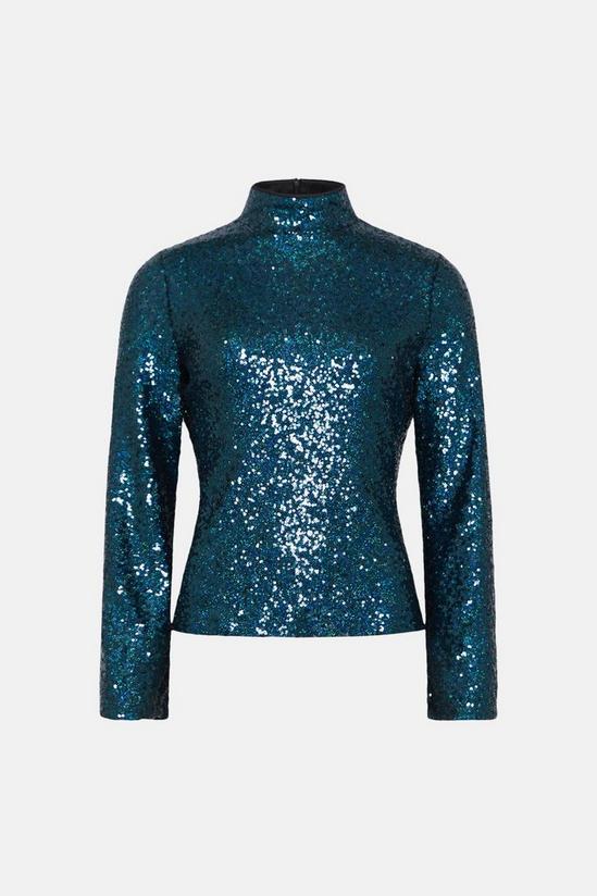 Oasis Sequin Funnel Neck Flared Sleeve Top 4
