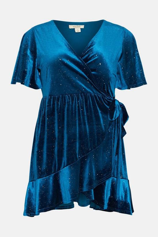 Oasis Plus Glitter Velvet Wrap Mini Dress 4