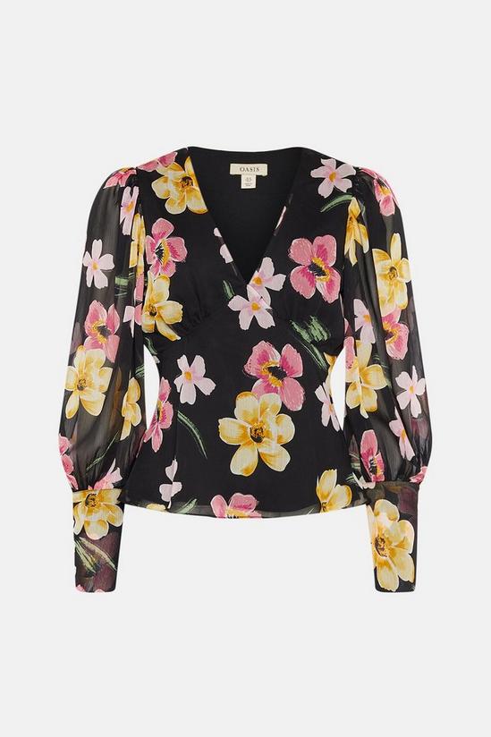 Oasis Floral Chiffon Long Sleeve Top 4