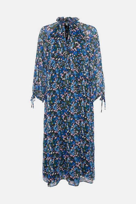 Oasis Ditsy Chiffon Pleated Long Sleeve Midi Dress 4