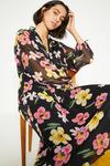 Oasis Floral Chiffon Pleated Long Sleeve Midi Dress thumbnail 2