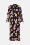 Oasis Floral Chiffon Pleated Long Sleeve Midi Dress thumbnail 4