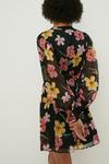 Oasis Floral Chiffon Pleated Long Sleeve Skater Dress thumbnail 3